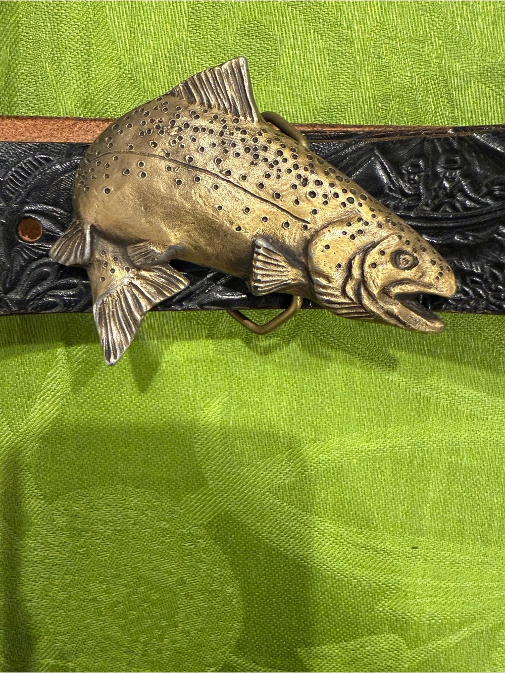 Indiana Metal Craft Trout Buckle and Leather Belt
